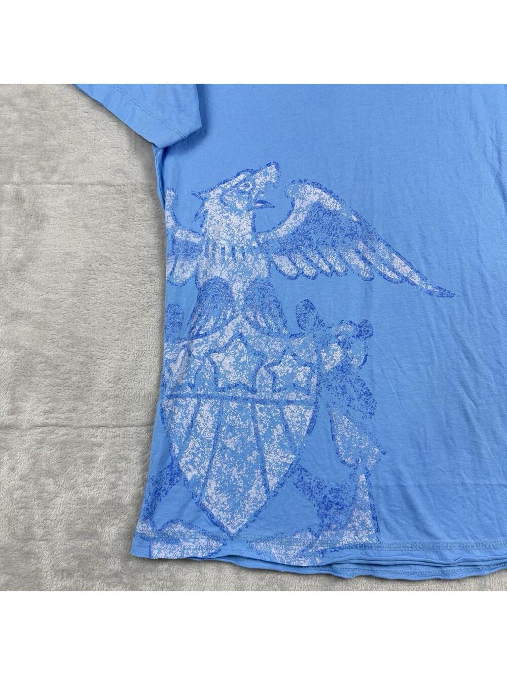 Ed Hardy Eagle Graphic Polo Shirt Womens S Blue Y2K Tiger Tattoo Rainstone NWTT - Picture 8 of 9